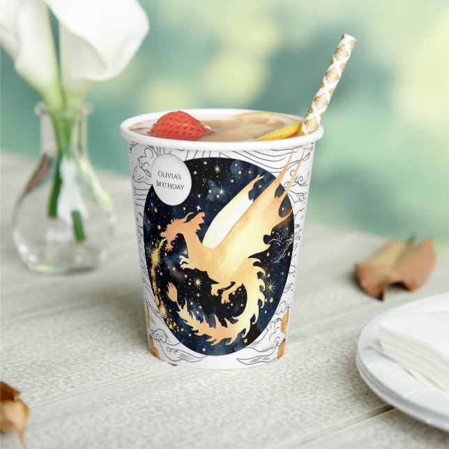 Children's Enchanted Dragon Birthday Paper Cups (Insitu)