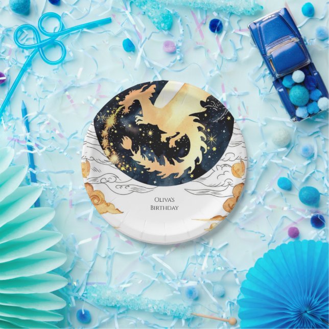 Children's Enchanted Dragon Birthday Paper Plate (Party)