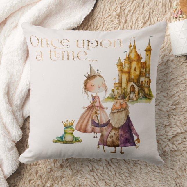 Children's Fairy Tale Princess and Frog Pink Cushion (Blanket)