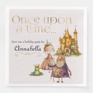 Children's Fairy Tale Princess and Frog Pink Napkin