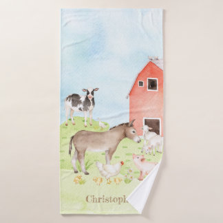 Children's Farm Animal Bath Towel