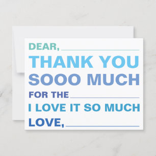 Children's Fill In Thank You Card