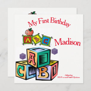 childrens first baby birthday invitation