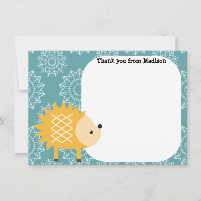 Children's Flat Panel Thank You Cards Hedgehog (Front)