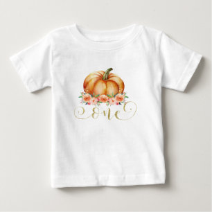 Children's Floral Pumpkin 1st Birthday T-shirt