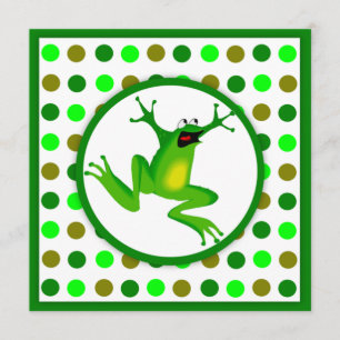 Children's Frog and Green Polka Dots Birthday Invitation