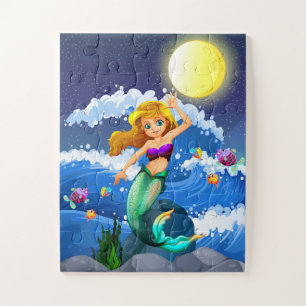 Children's Full Moon Tiny Mermaid Fun Jigsaw Puzzle