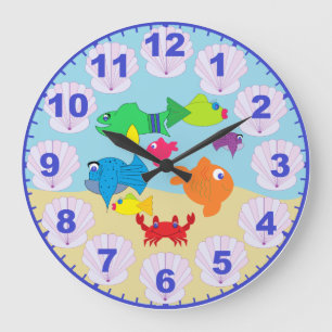 Children's Fun Aquarium Fish Clock with Numbers