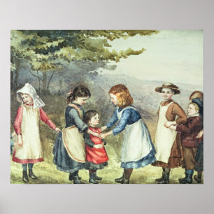Children's Games, c.1880 (w/c on paper) Poster