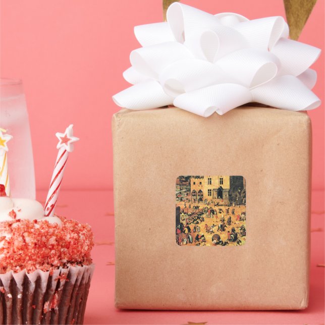 Children's Games, fine art painting, Square Sticker (Party)