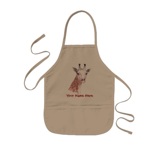 Children's Giraffe Personalised Apron (Front)
