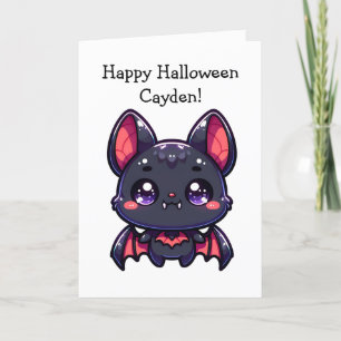 Children's Halloween Bat and Coloring Page Card