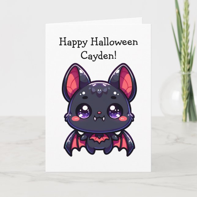 Children's Halloween Bat and Colouring Page Card (Front)