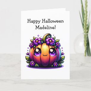 Children's Halloween Pumpkin and Colouring Page Card