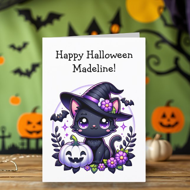 Children's Halloween Pumpkin & Cat Colouring Page Card (Creator Uploaded)