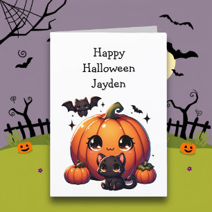 Children's Halloween Pumpkin Coloring Page Card