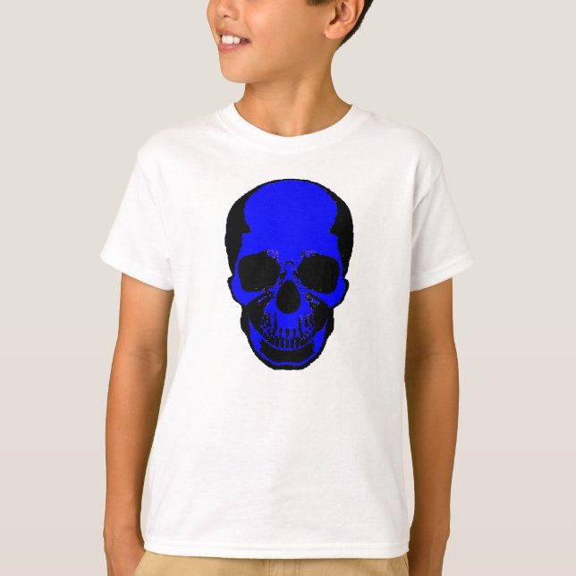 Children's Halloween Shirt - Blue Skull (Front)