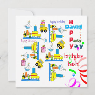 Children's Happy Birthday Invitation Trucks Buses
