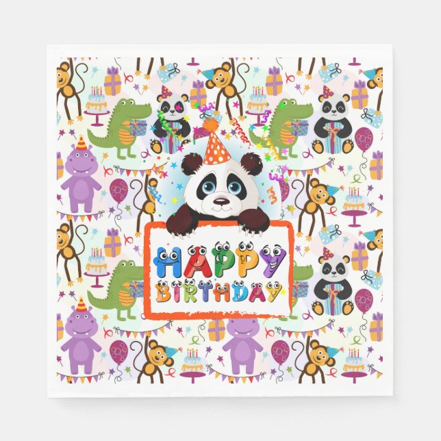 Childrens Happy Birthday Napkin (Front)