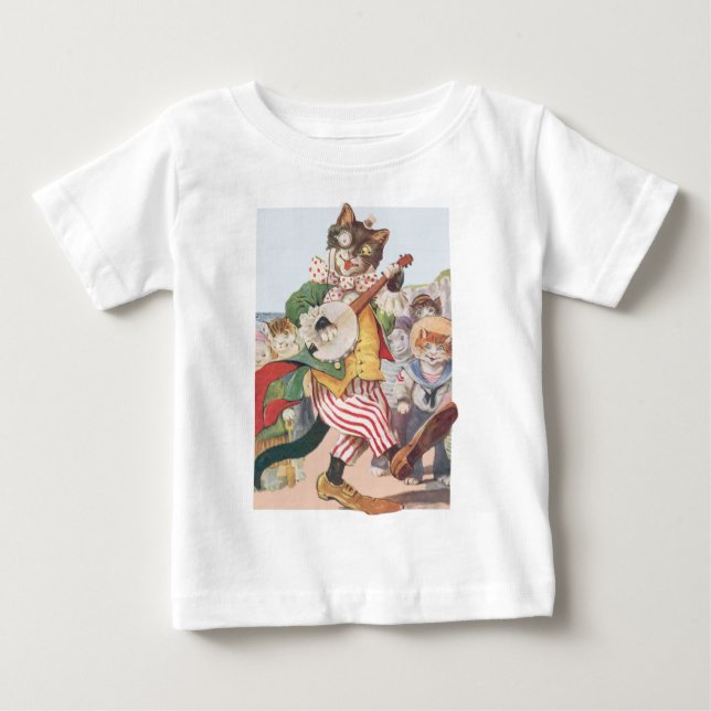 Childrens Happy Funny Cat Folk T Shirt (Front)