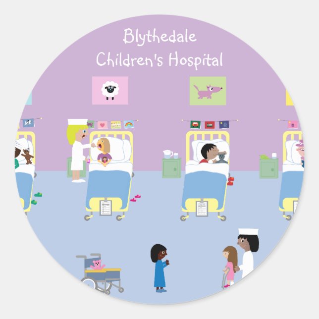 Children's Hospital Ward Customisable Classic Round Sticker (Front)