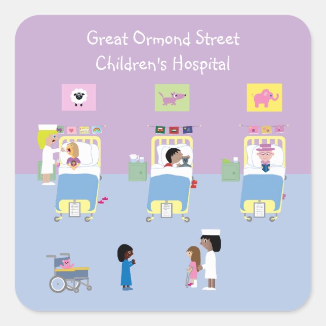 Children's Hospital Ward Customisable Square Sticker (Front)