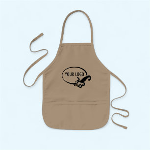 Children's Khaki Apron with Pockets Custom Logo