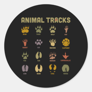 Children's Kids Wild Animal Tracks Childrens Learn Classic Round Sticker