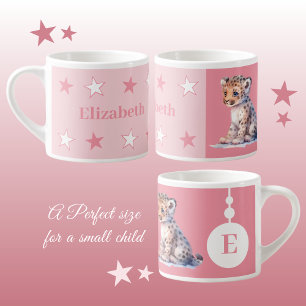 Children's leopard mug personalised name pink