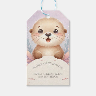 Children's Lilac Otter Cute Birthday Party Favour Gift Tags