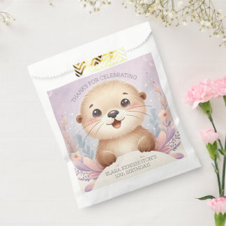 Children's Lilac Sea Otter Cute Birthday Party Favour Bags