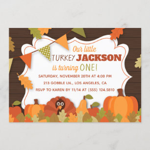 Children's Little Turkey Birthday Party Invitation