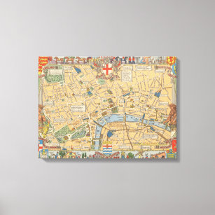 Children's Map of London, England 2 Canvas Print
