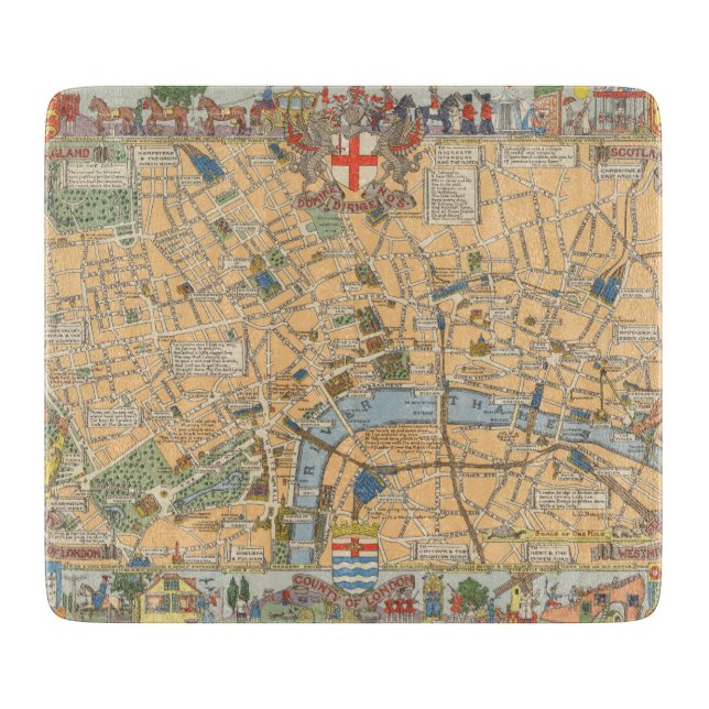 Children's Map of London, England Cutting Board (Front)