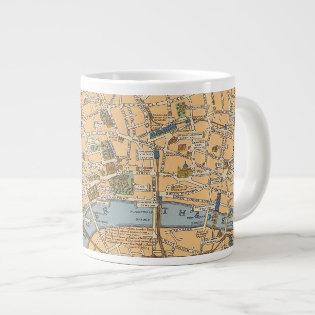 Children's Map of London, England Large Coffee Mug (Front Right)