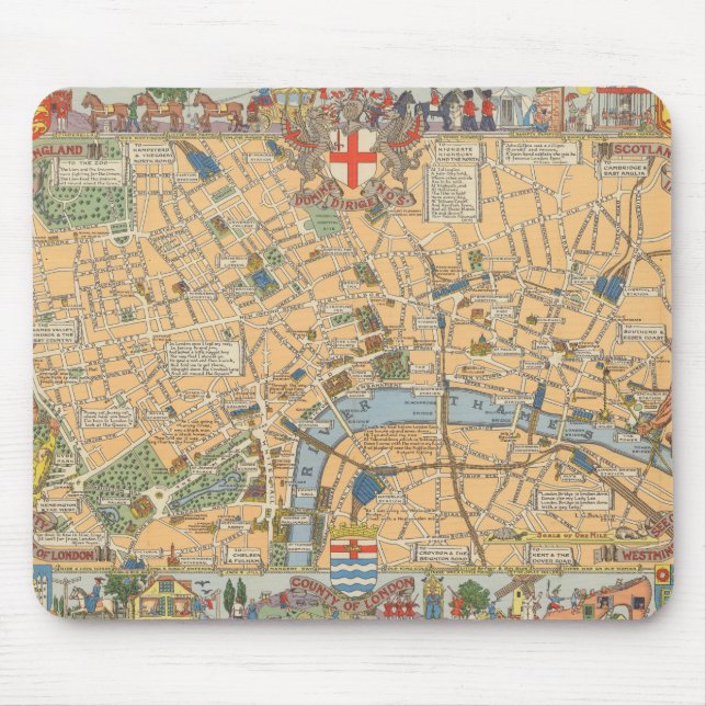 Children's Map of London, England Mouse Mat (Front)