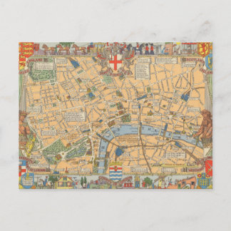 Children's Map of London, England Postcard