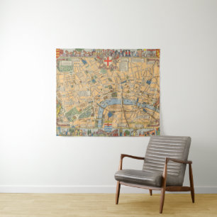 Children's Map of London, England Tapestry