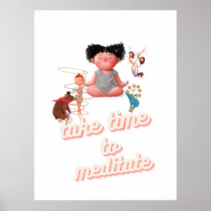 Children's Meditation Poster Art Room Decor