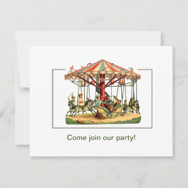Children's merry-go-round party invitation (Front)