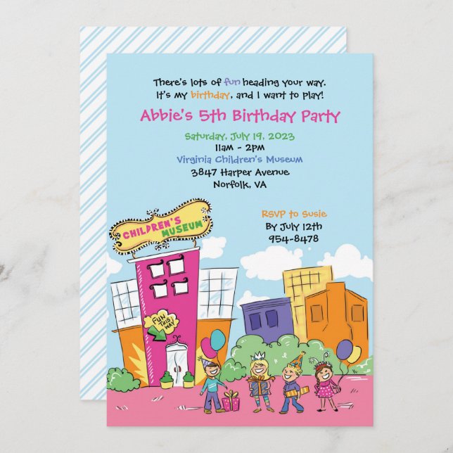 Children's Museum Birthday Party Kids Science Invitation (Front/Back)