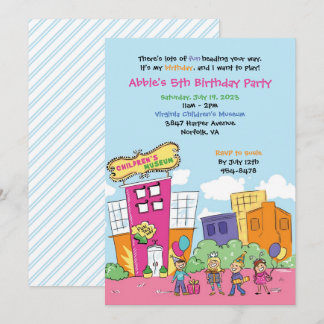 Children's Museum Birthday Party Kids Science Invitation