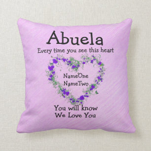 Children's Names Change Abuela  See Heart Love You Cushion