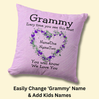 Children's Names Change Grammy See Heart Love You Cushion