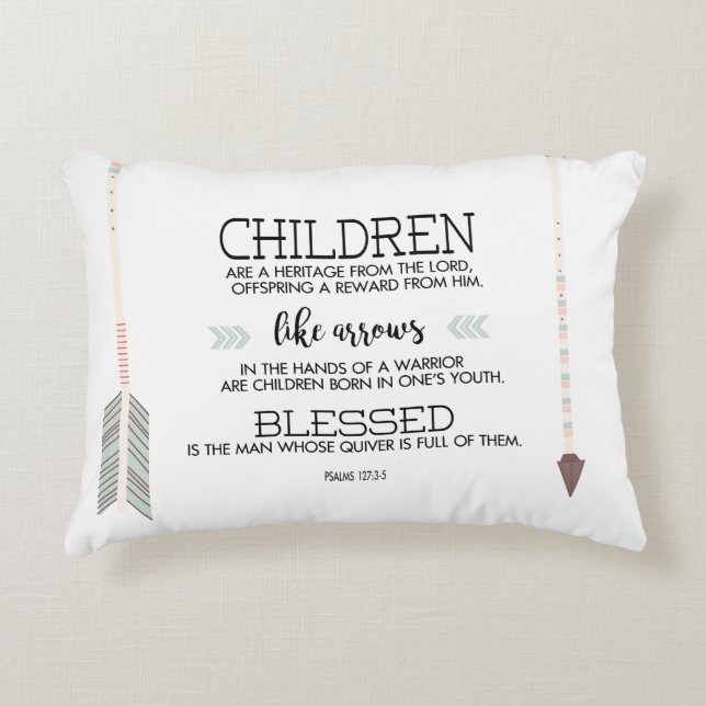 Children's Names Scripture Verse with Arrows Decorative Cushion (Front)