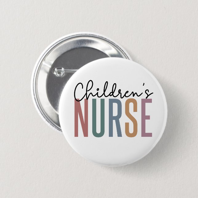 Children's Nurse | Retro Children's Nursing Button (Front & Back)