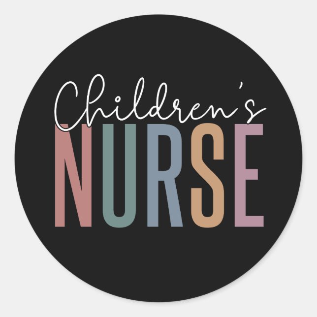 Children's Nurse | Retro Children's Nursing Classic Round Sticker (Front)