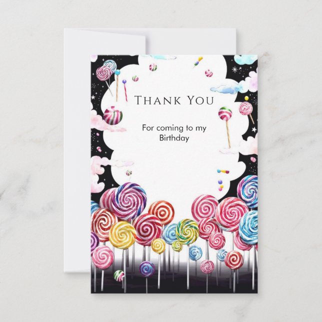  Children's Paradise Candyland Birthday Thank You Card (Front)