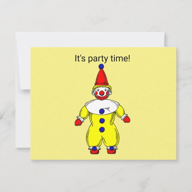 Children's Party Invitation w/ Clown (Front)