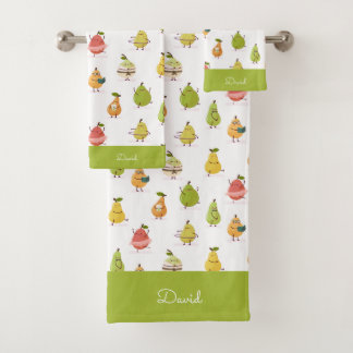 Children's pattern of fun pears bath towel set